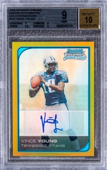 2006 Bowman Chrome Rookie Autographs Gold Refractor #221 Vince Young Signed Rookie Card (#32/50 - BGS MINT 9/BGS 10 Auto